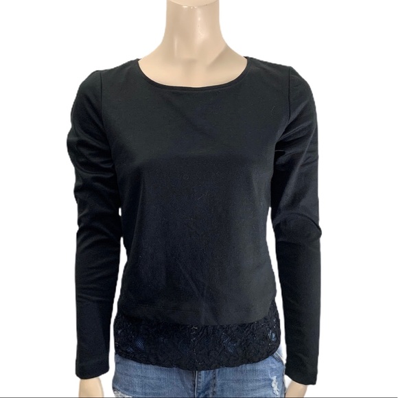 Alfred Sung Black Top with Lace Underlay Size S - Picture 1 of 11